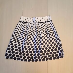 Shelley Klassen Elegant Black and White Polka Dot A-Line Skirt